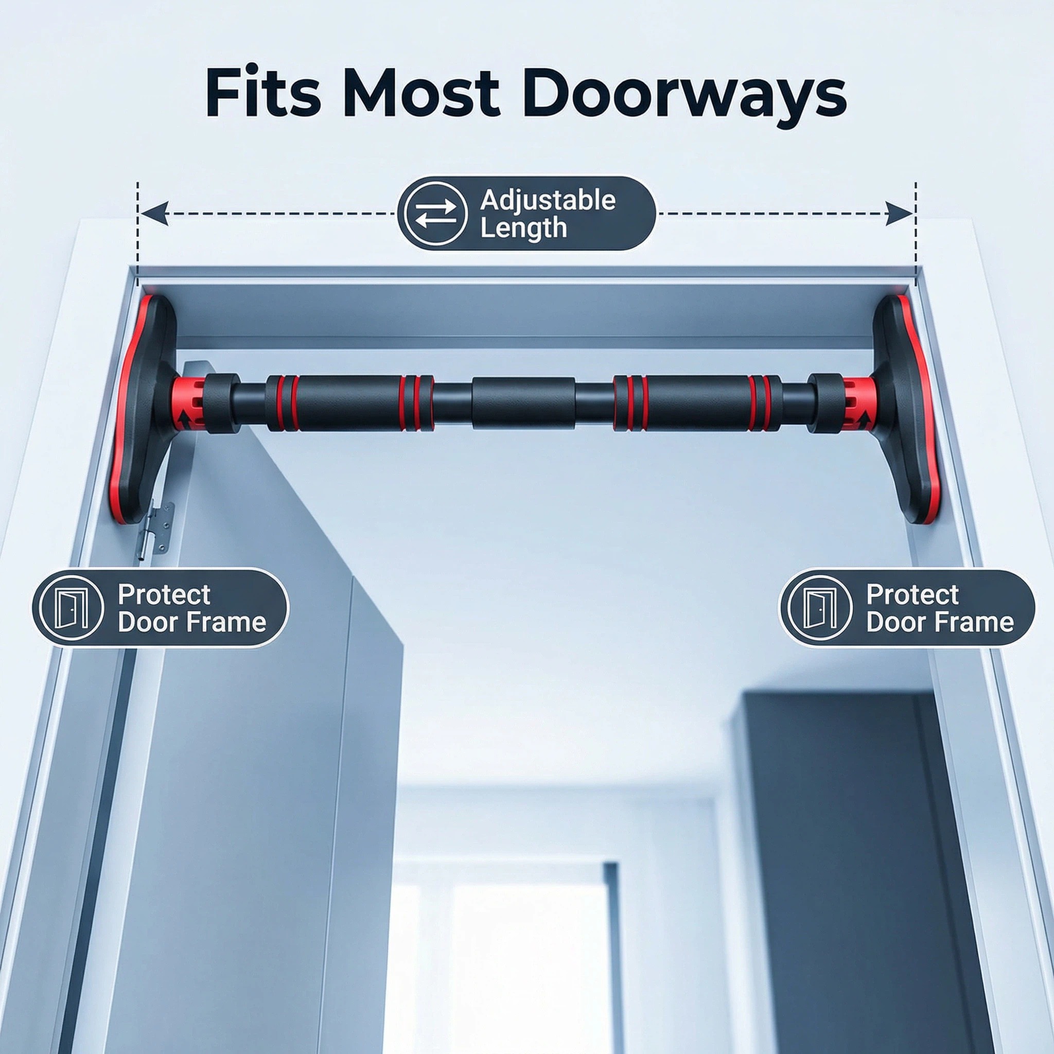 Door Pull Up Bar No Screw - 다기능 도어 풀업바, 피트니스용 수평바, 높이