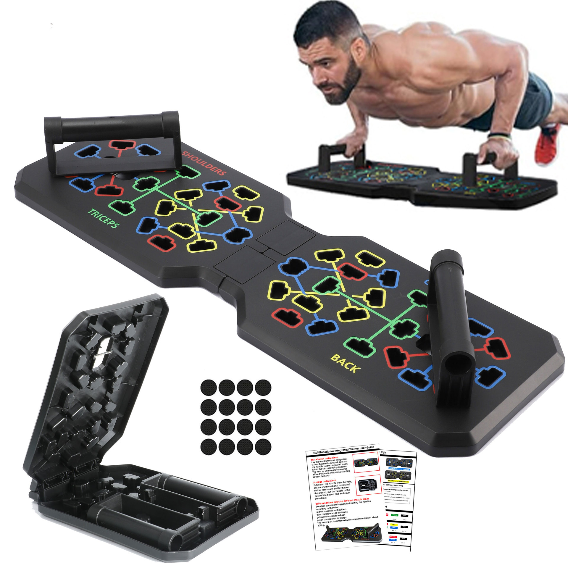 Push Up Board Foldable Multi Function - 접이식 푸시업 보드 시스템, 다기능 색상