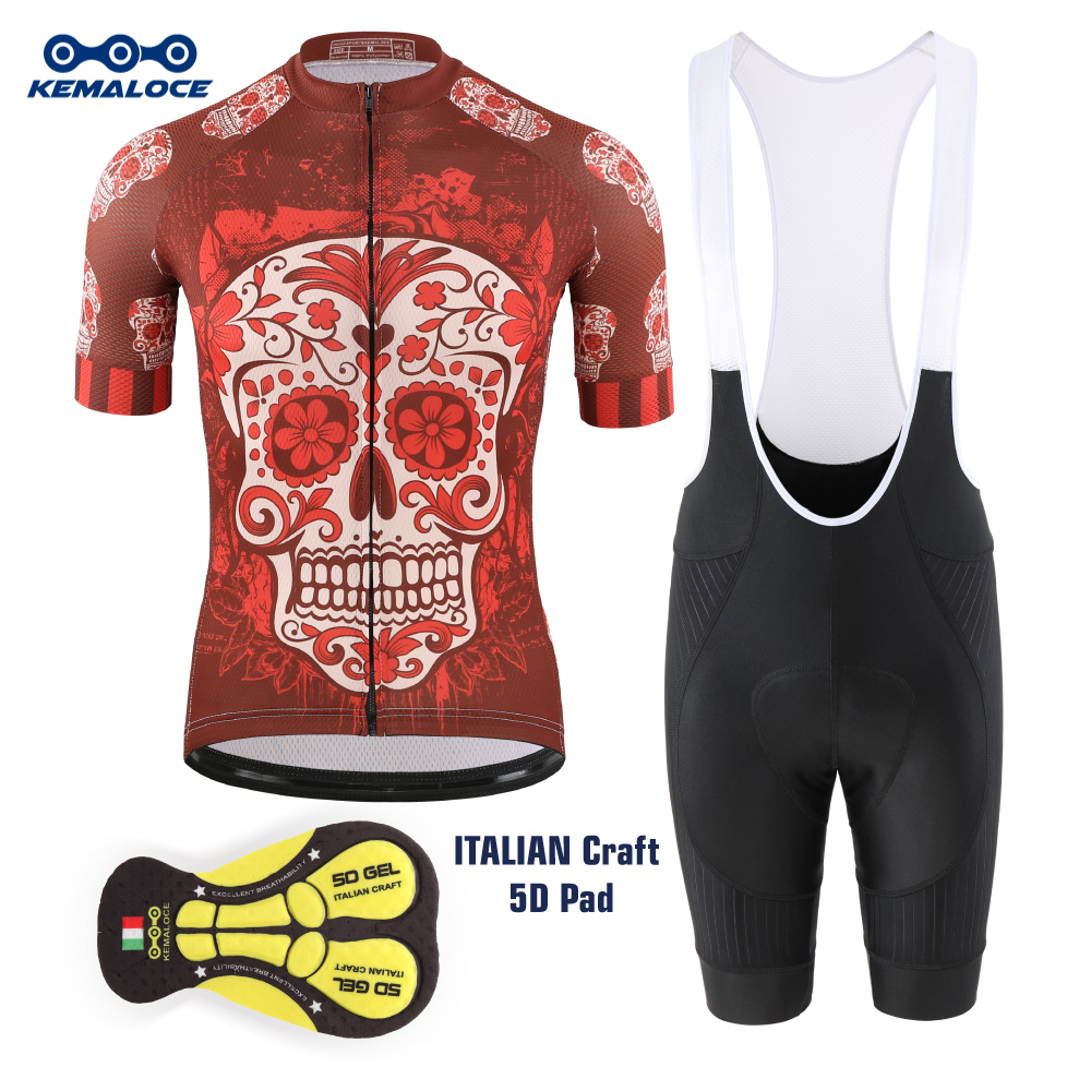 Padded Cycling Shorts 5D Gel - KEMALOCE-레드 사이클링 저지, 남성 MTB 로드