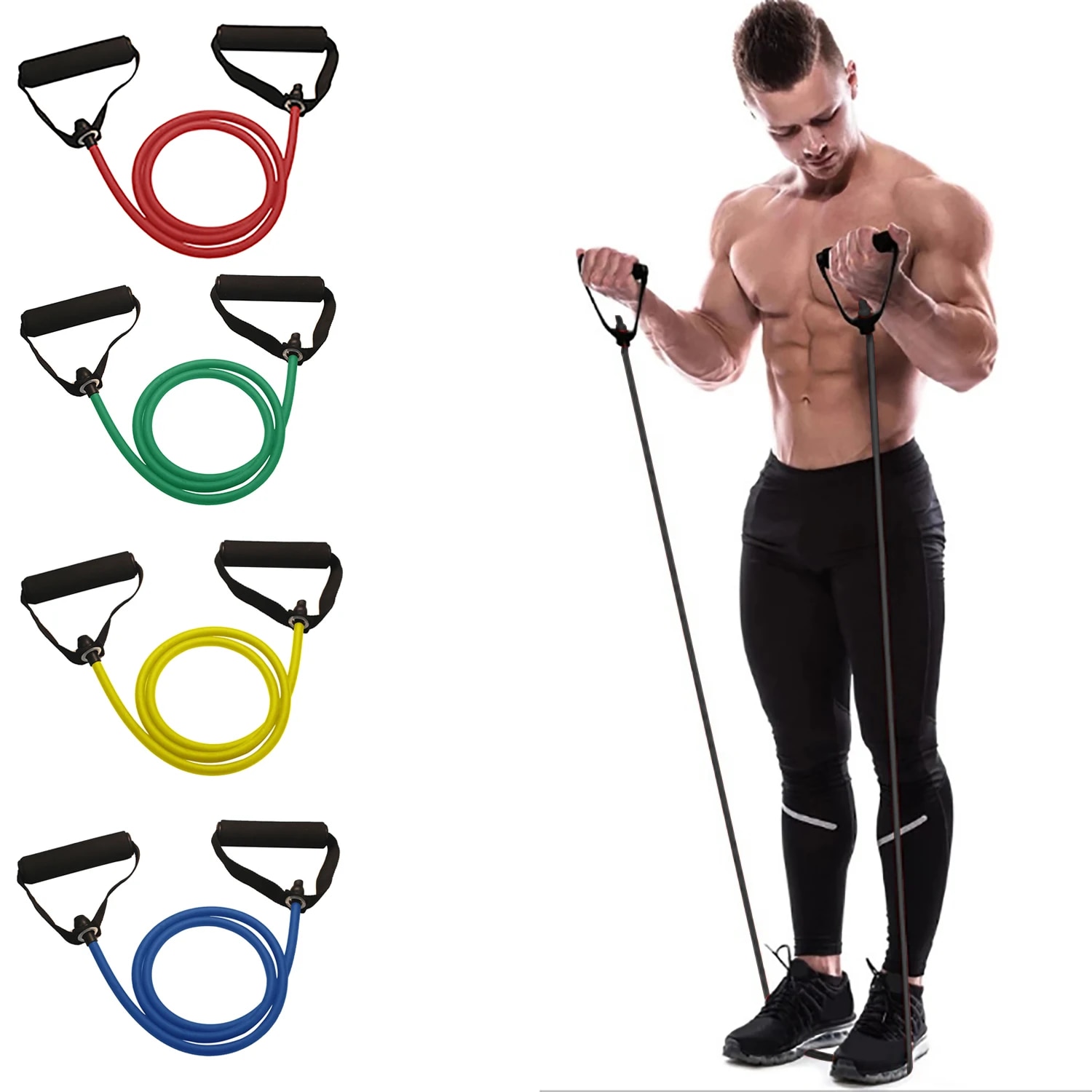 Resistance Bands Set With Handles - 손잡이가 있는 저항 밴드, 운동 밴드,