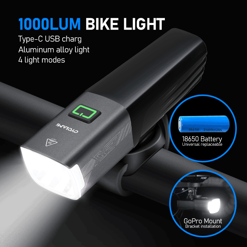 Rechargeable Bicycle Headlight 1000 Lumen - CYCLAMI X7 리얼리티 1000루멘 자전거 라이트