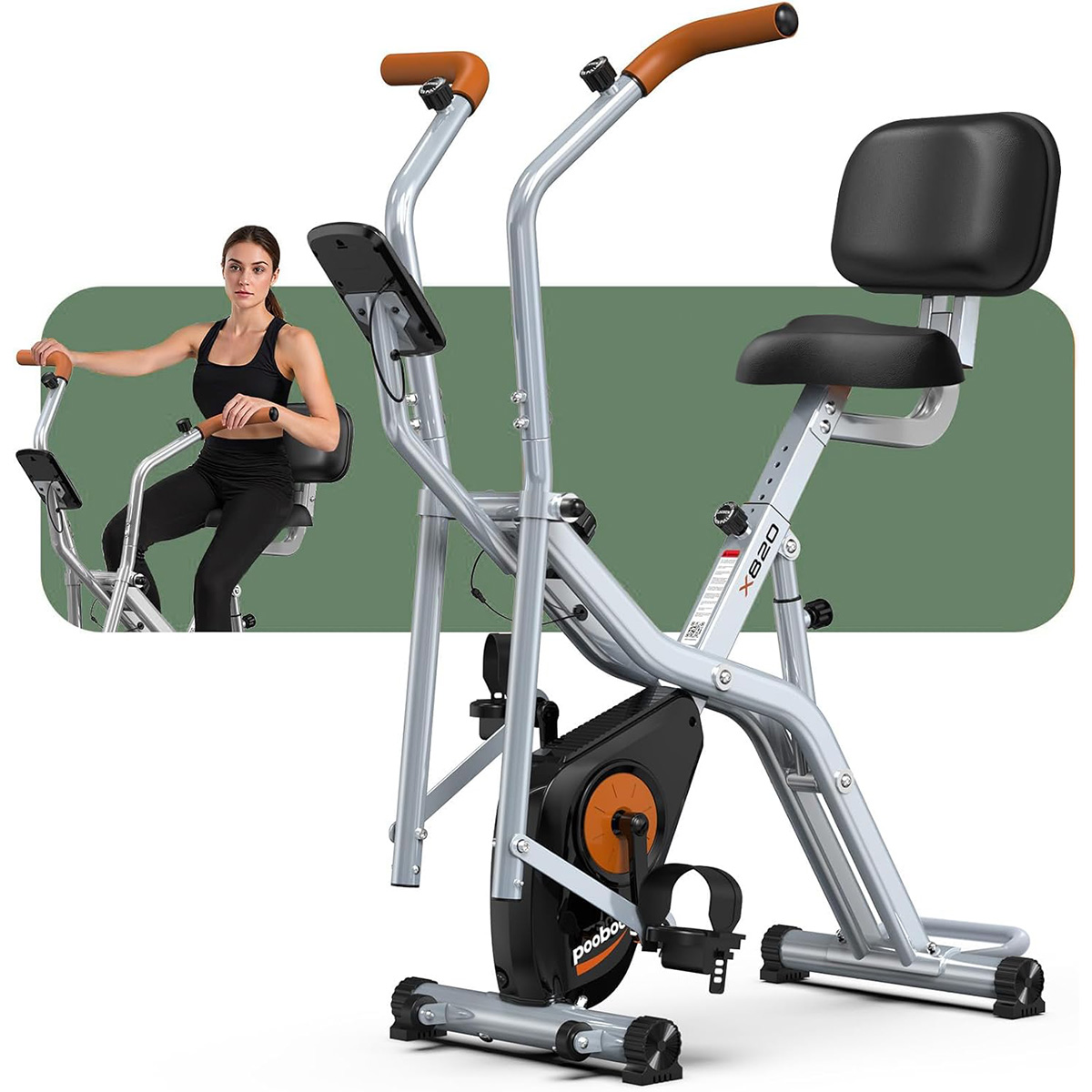 Exercise Bike Magnetic Resistance - 푸부 접이식 2-in-1 운동용 자전거, 일립티컬