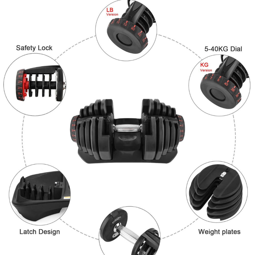 상업용 헬스장 조절식 덤벨 세트 40KG 90LB 스탠 - Adjustable Dumbbell Pair 40Kg 리뷰 및 가격