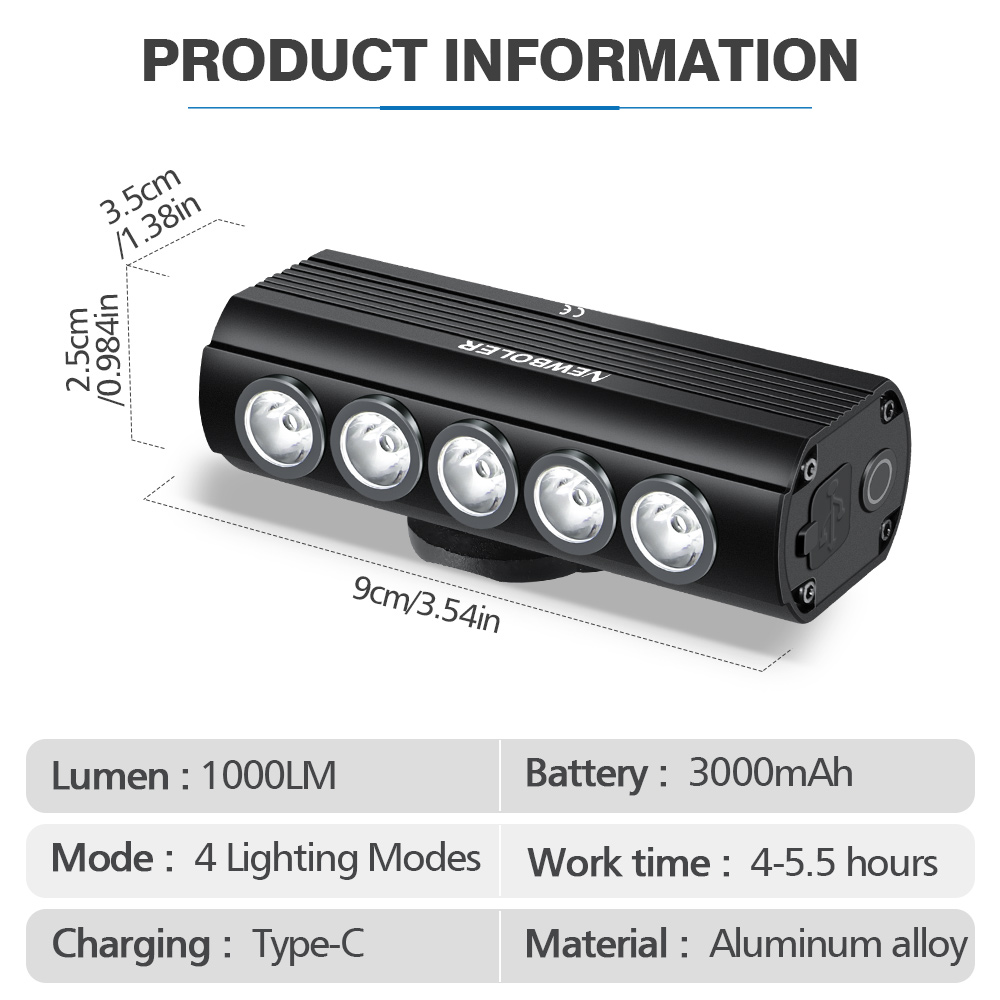 NEWBOLER 자전거 라이트 전면 1000루멘 자전거 - Rechargeable Bicycle Headlight 1000 Lumen 리뷰 및 가격