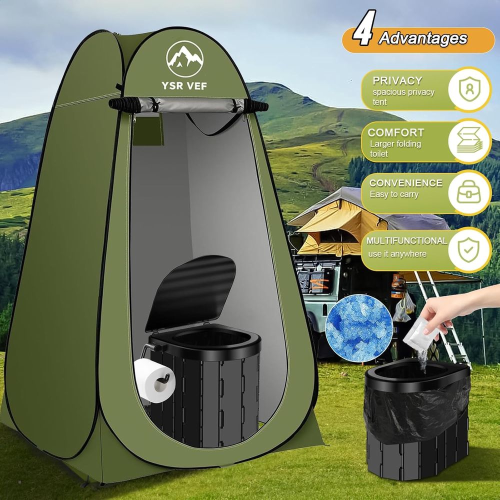 휴대용 화장실 키트, 팝업식 개인 텐트와 똥 젤 화장실 - Camping 리뷰 및 가격