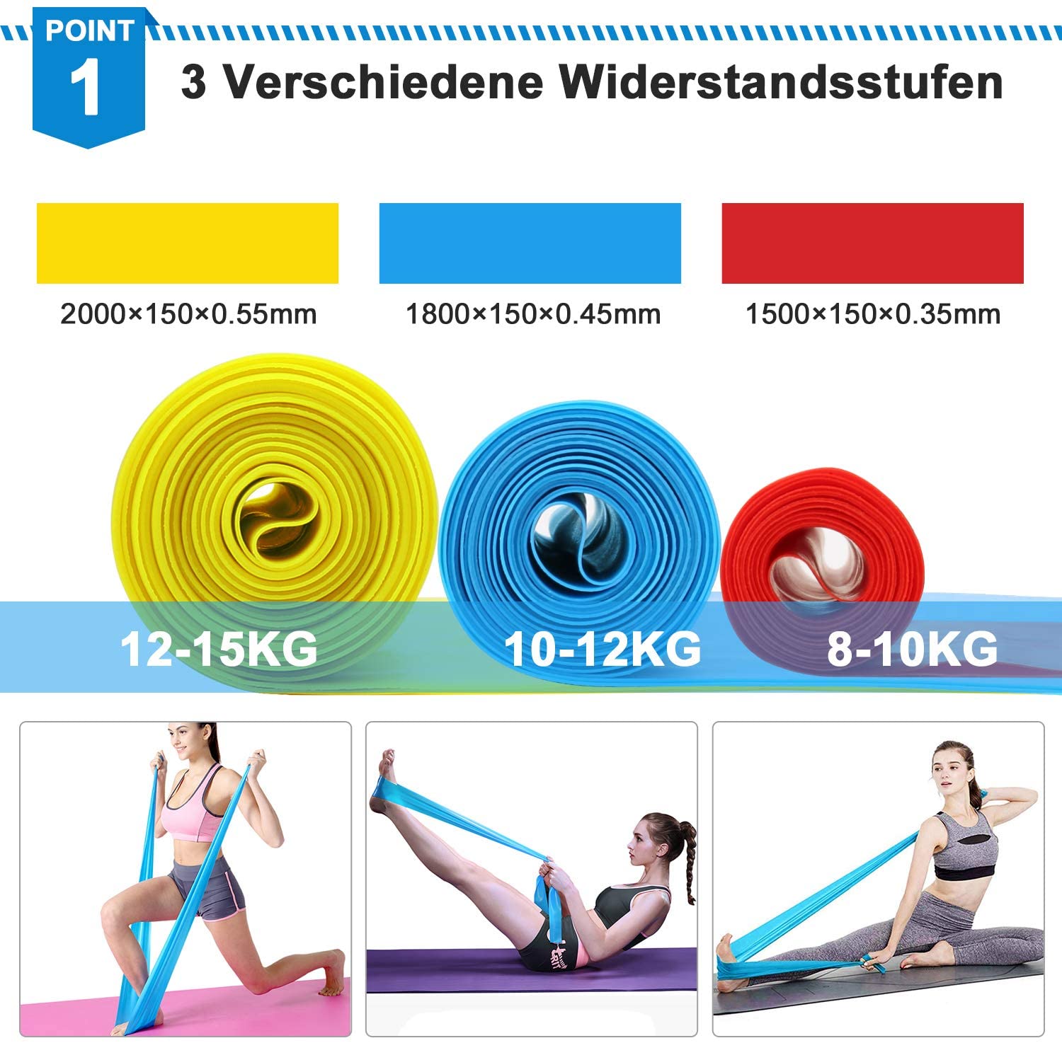 탄성 피트니스 밴드 3Pcs 저항 밴드 탄성 피트니스  - Pilates Bar Kit With Resistance Bands 리뷰 및 가격
