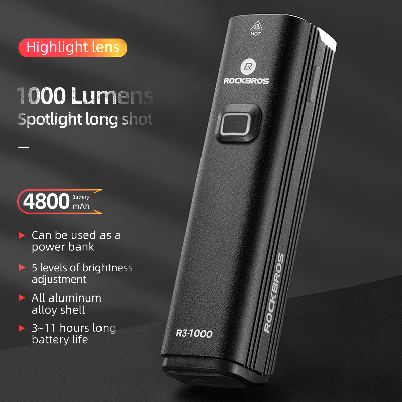 ROCKBROS 자전거 라이트 전면 사이클링 손전등 4 - Rechargeable Bicycle Headlight 1000 Lumen 리뷰 및 가격