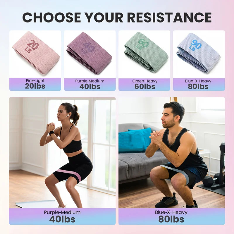 20-90LB 패브릭 탄성 밴드 피트니스 저항 밴드 요 - Pilates Bar Kit With Resistance Bands 리뷰 및 가격