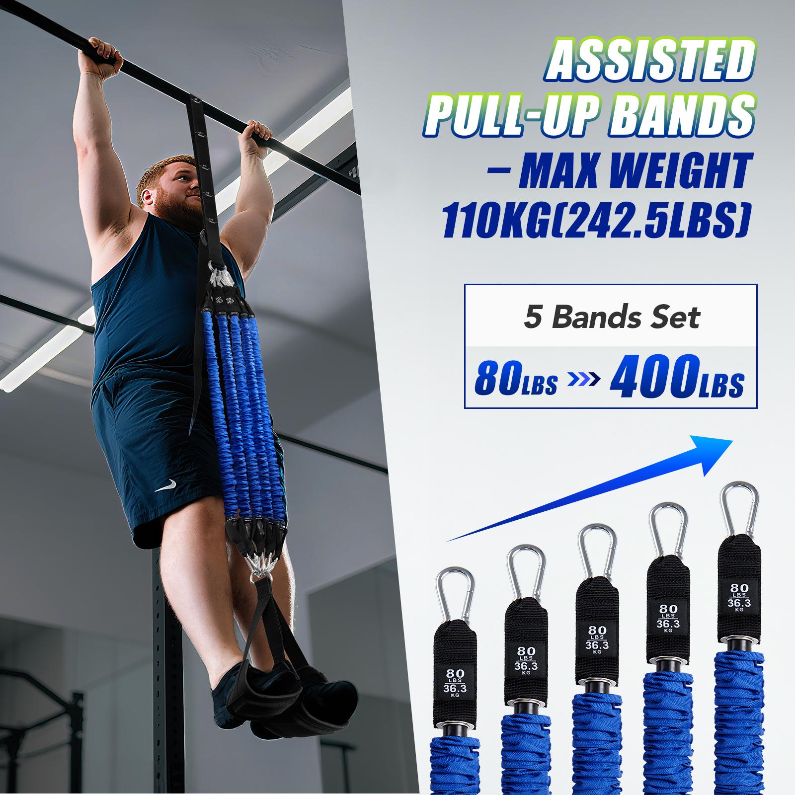 헤비 듀티 풀업 어시스트 밴드 세트 4x80lbs 조절 - Resistance Bands Set With Handles 리뷰 및 가격