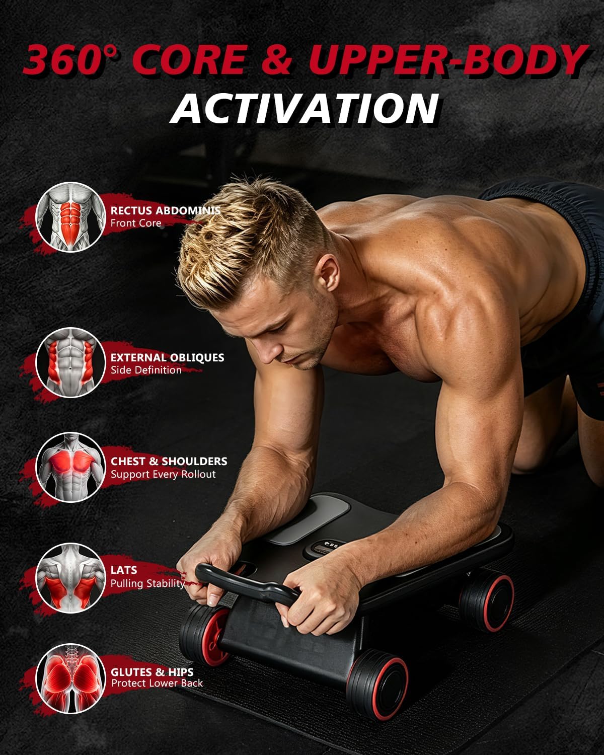 복부 롤러 휠, 엘보우 서포트, 무릎 매트 및 타이머가 - Ab Roller Wheel With Elbow Support 리뷰 및 가격