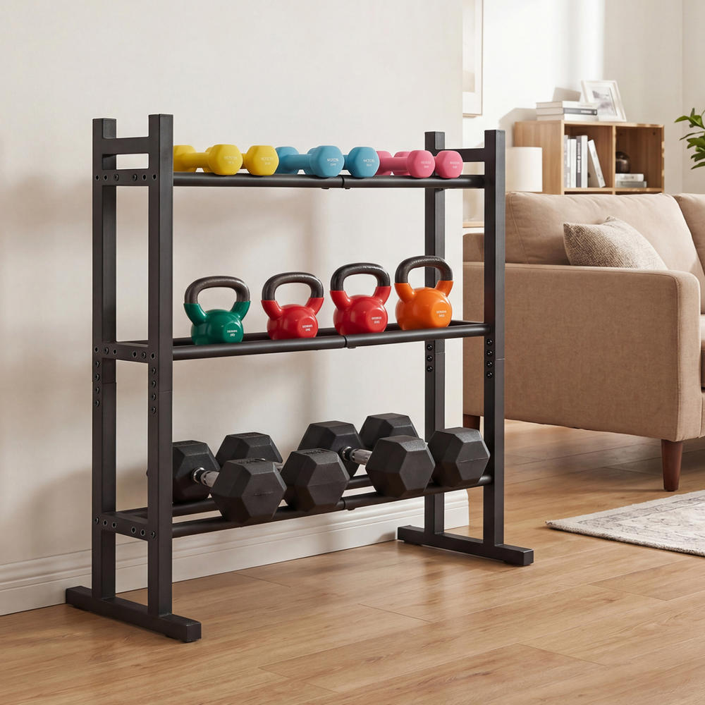 헤비 듀티 3단 덤벨 랙, 분체 도장된 스틸 중량물 보 - Fitness Equipment 리뷰 및 가격