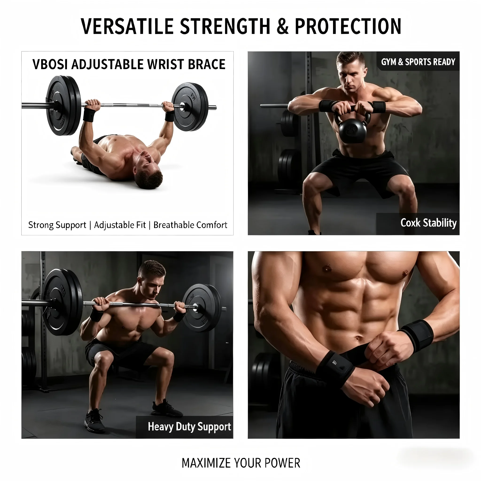 전문가용 통기성 손목 보호대(리프팅용), 조절 가능한  - Wrist Wraps Weightlifting Support 리뷰 및 가격